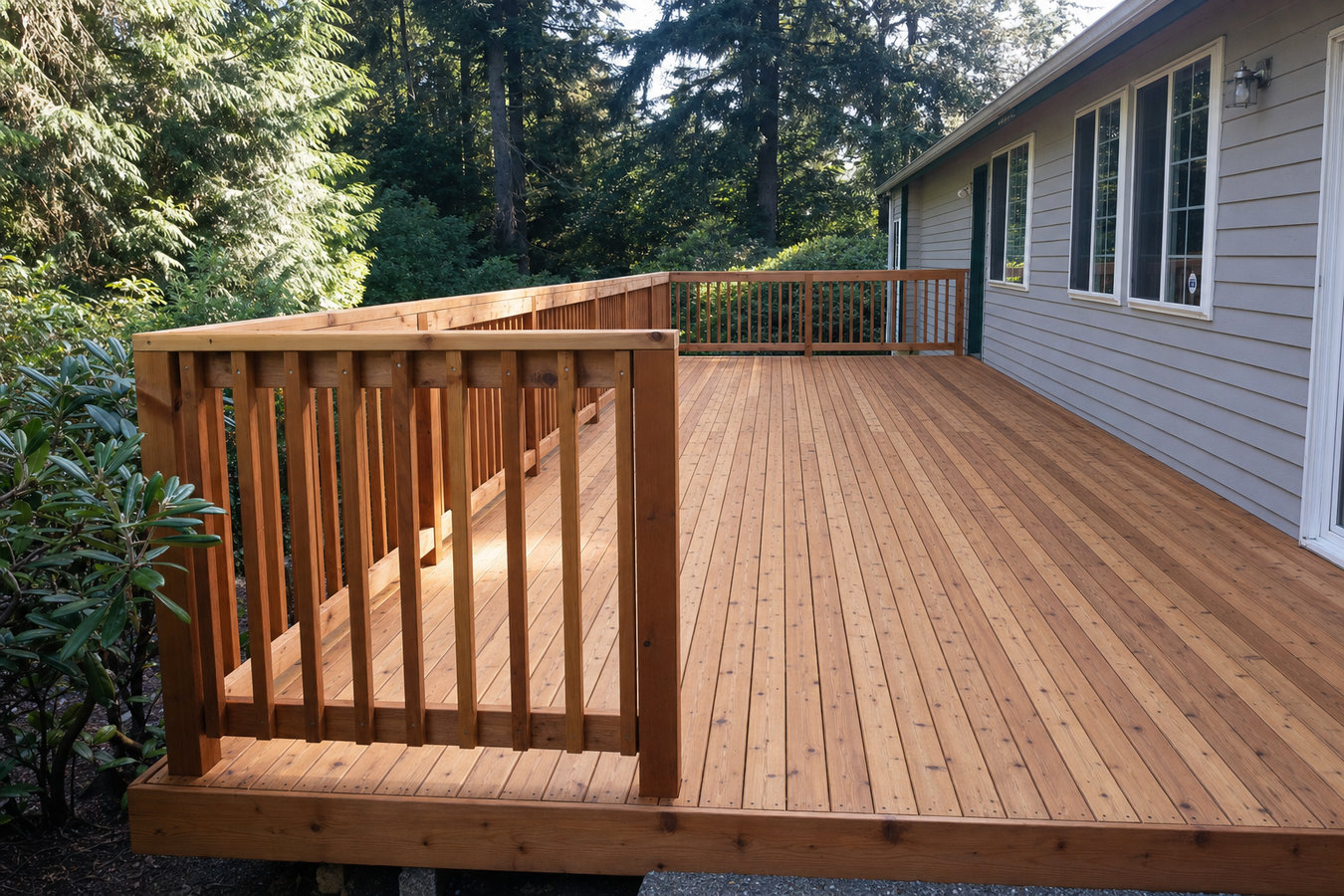 Cedar wood deck construction